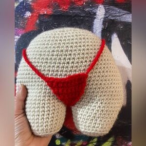 Crocheted Plush with Red Accent